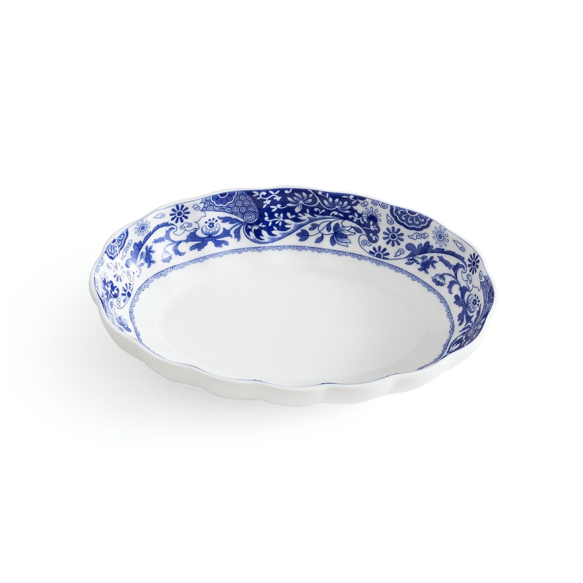 Blue Italian Brocato Oval Fluted Dish  image number null